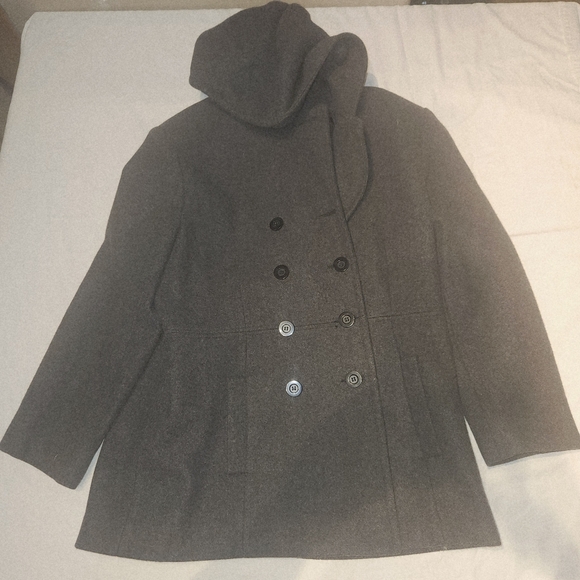 ❄️Arizona Jean Company 75% Wool Gray Pea Coat Mid Length Size XL - Picture 4 of 6